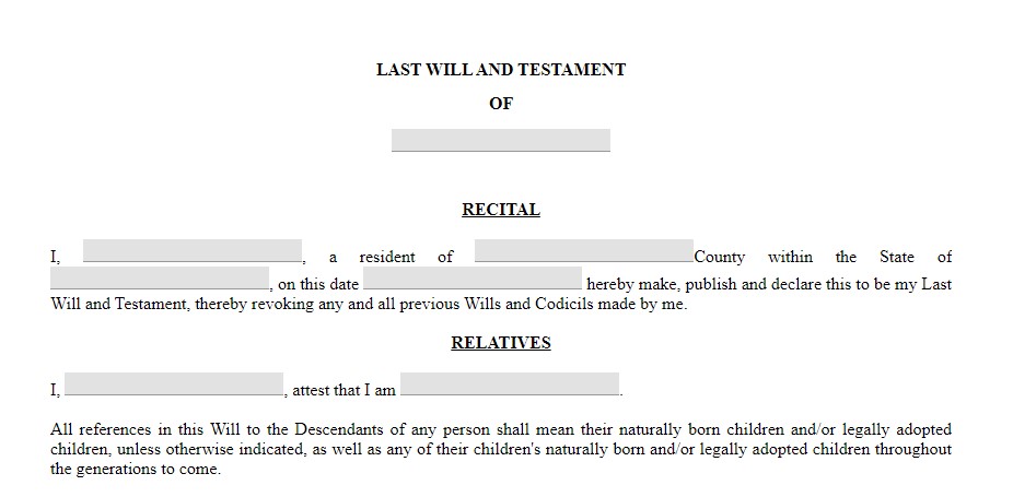 An example of how a last will can start